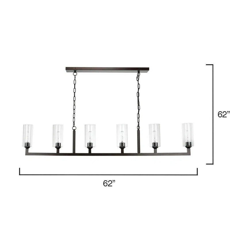 Oil Rubbed Bronze Dining Room Linear 6 Light Chandelier Chandeliers LOOMLAN By Jamie Young