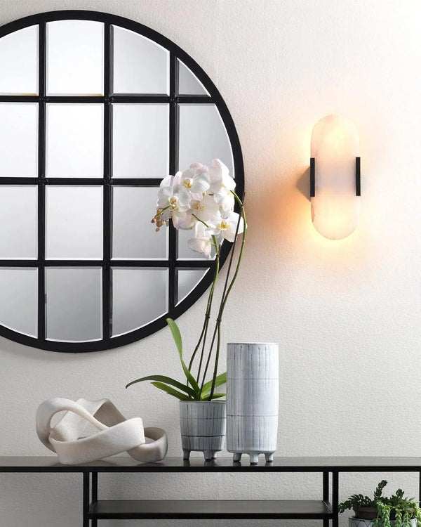 Oil Rubbed Bronze White Alabaster Delphi Wall Sconce Wall Sconces LOOMLAN By Jamie Young