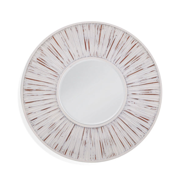 Ojos Round Wood White Wall Mirror Wall Mirrors LOOMLAN By Bassett Mirror