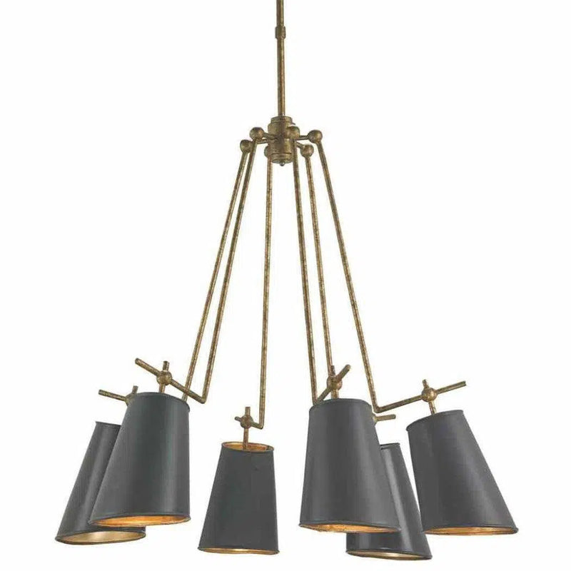 Old Brass Marbella Black Gold Leaf Jean-Louis Chandelier Chandeliers LOOMLAN By Currey & Co