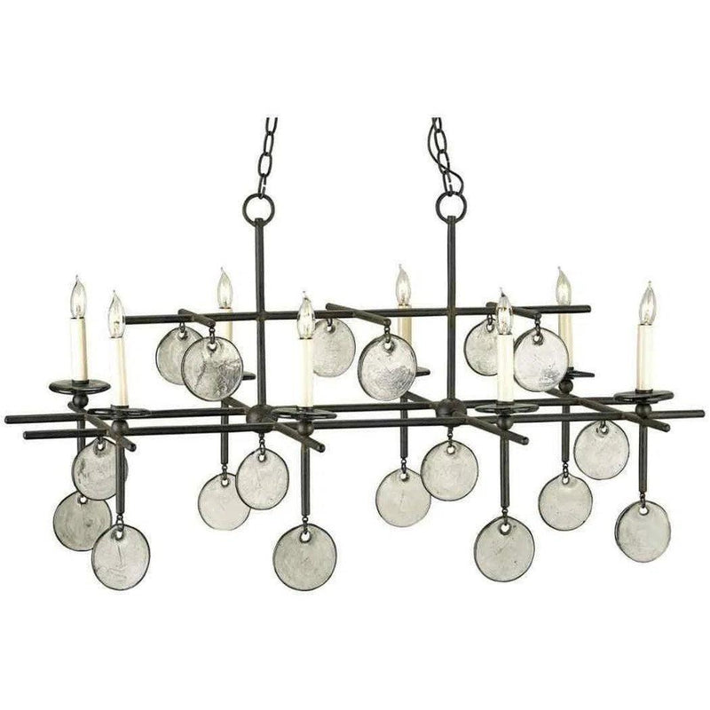 Old Iron Sethos Black Rectangular Chandelier Chandeliers LOOMLAN By Currey & Co