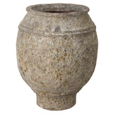 Olive Reef Green Ceramic Round Jar Outdoor Planters LOOMLAN By Emissary