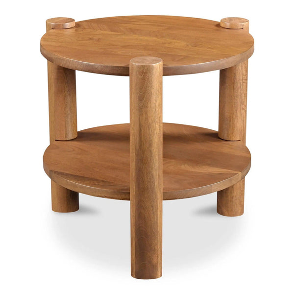 Olsen Natural Solid Mango Wood Round Accent Table Side Tables LOOMLAN By Moe's Home