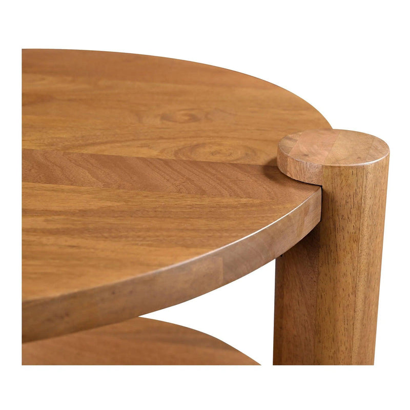 Olsen Natural Solid Mango Wood Round Accent Table Side Tables LOOMLAN By Moe's Home