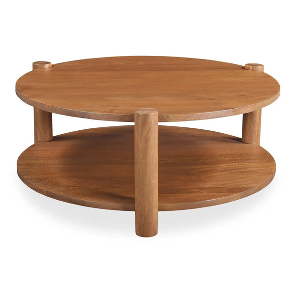 Olsen Natural Solid Mango Wood Round Coffee Table Coffee Tables LOOMLAN By Moe's Home