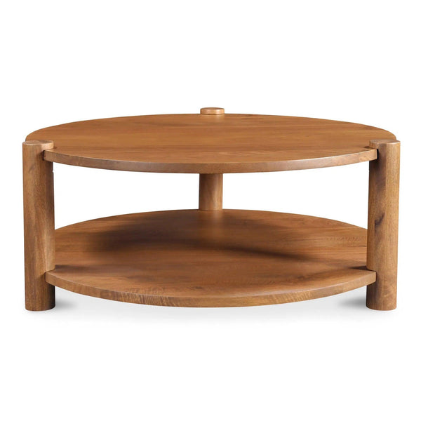 Olsen Natural Solid Mango Wood Round Coffee Table Coffee Tables LOOMLAN By Moe's Home