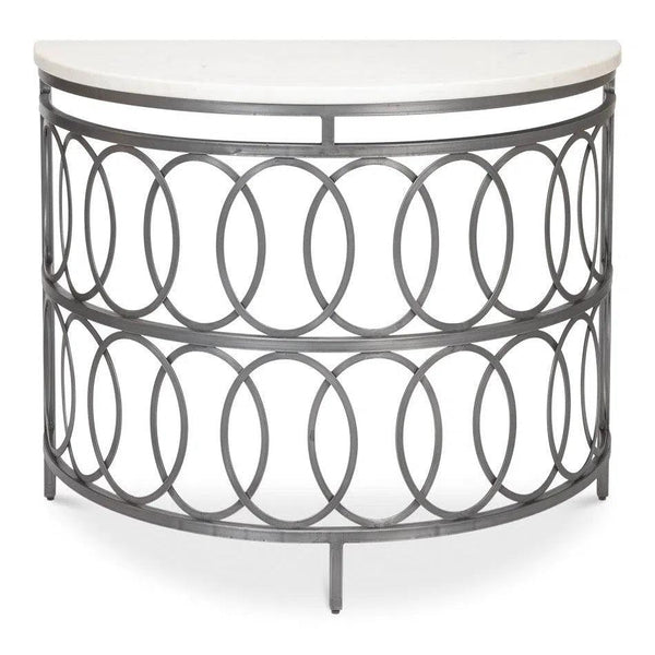 Olympia Demilune Table White Marble Top Side Tables LOOMLAN By Sarreid