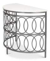 Olympia Demilune Table White Marble Top Side Tables LOOMLAN By Sarreid