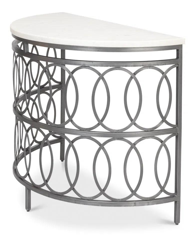 Olympia Demilune Table White Marble Top Side Tables LOOMLAN By Sarreid