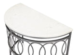 Olympia Demilune Table White Marble Top Side Tables LOOMLAN By Sarreid