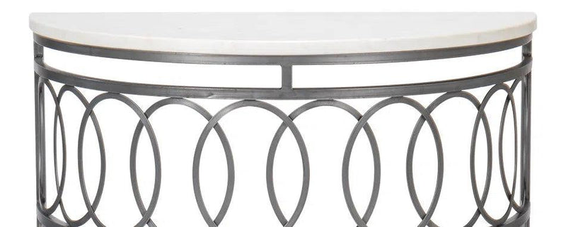 Olympia Demilune Table White Marble Top Side Tables LOOMLAN By Sarreid