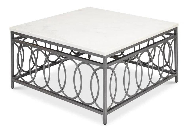 Olympia Square Coffee Table White Marble Top Coffee Tables LOOMLAN By Sarreid