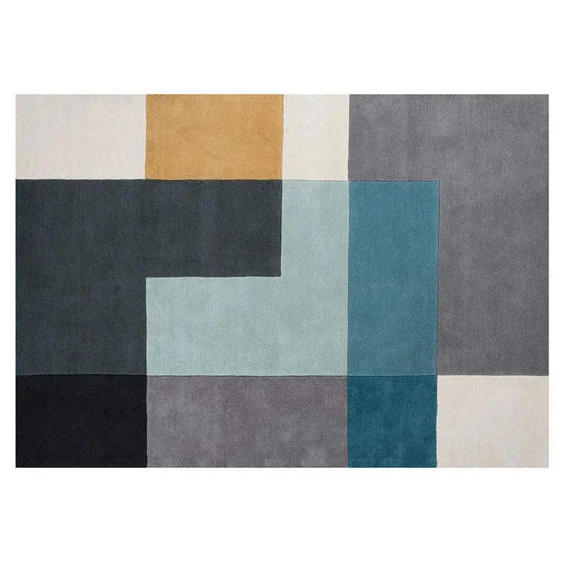 Ometri Aqua Blue Multicolor 100% Wool Rug By Linie Design Area Rugs LOOMLAN By Linie Design