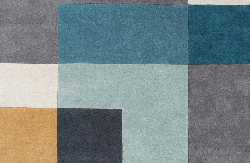 Ometri Aqua Blue Multicolor 100% Wool Rug By Linie Design Area Rugs LOOMLAN By Linie Design