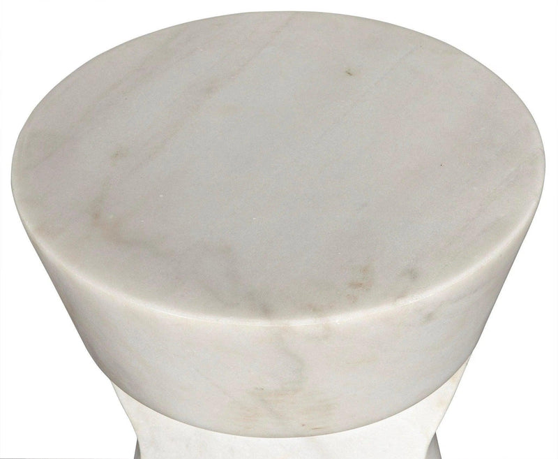 Omon Marble White Round Side Table Side Tables LOOMLAN By Noir