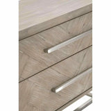 On Stand Mosaic 6-Drawer Double Dresser Acacia Brushed Steel Dressers LOOMLAN By Essentials For Living