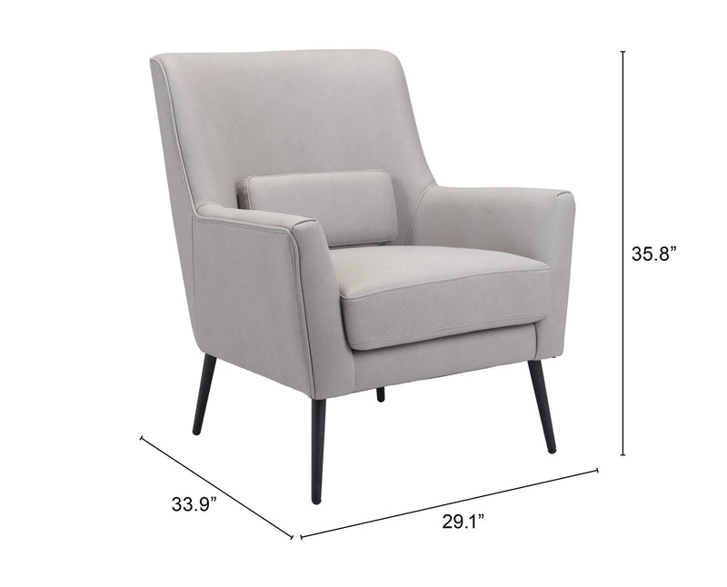 Ontario Accent Chair Gray Accent Chairs LOOMLAN By Zuo Modern