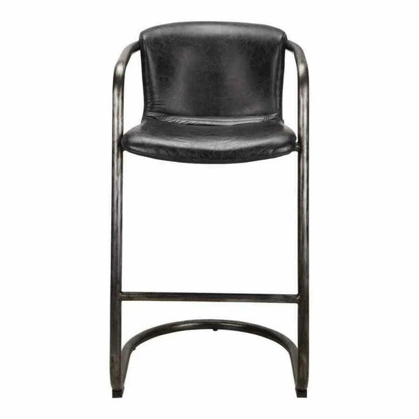 Onyx Black Leather Upholstered Barstool Bar Stools LOOMLAN By Moe's Home