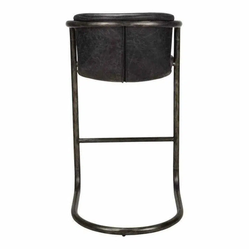 Onyx Black Leather Upholstered Barstool Bar Stools LOOMLAN By Moe's Home