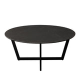 Onyx Ceramic Glass and Meta Black Round Cocktail Table Coffee Tables LOOMLAN By Diamond Sofa