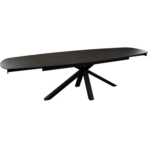 Onyx Rectangle Extension Dining Table with Black Ceramic Glass Top & Black Metal Leg Dining Tables LOOMLAN By Diamond Sofa