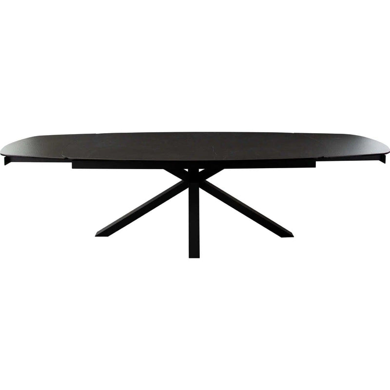 Onyx Rectangle Extension Dining Table with Black Ceramic Glass Top & Black Metal Leg Dining Tables LOOMLAN By Diamond Sofa