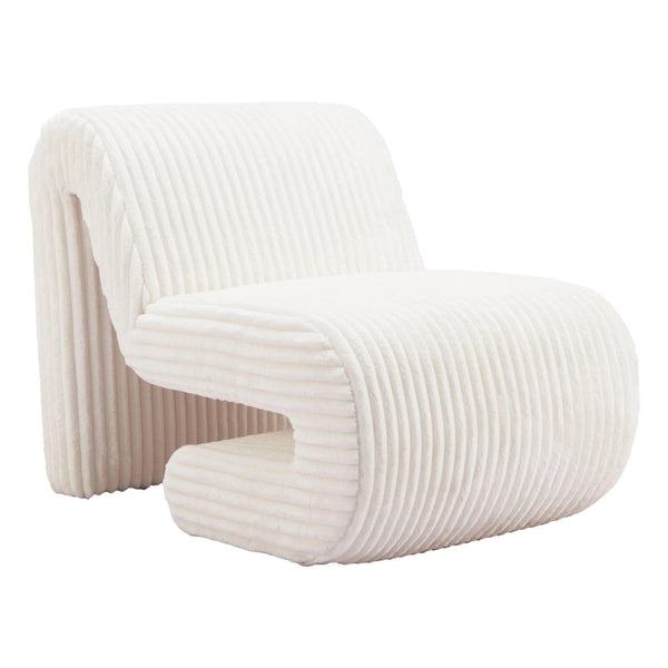 Opam White Armless Accent Chair Accent Chairs LOOMLAN By Zuo Modern