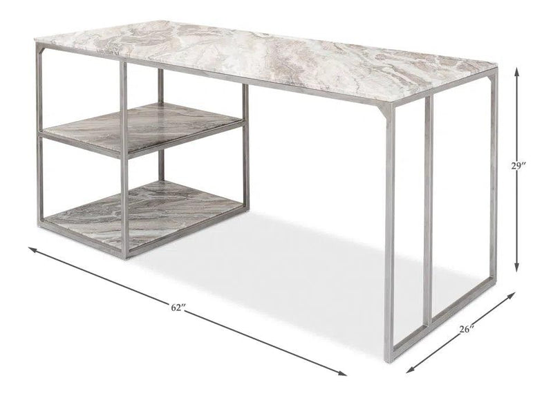 Open Desk With Shelves Marble Top Home Office Desks LOOMLAN By Sarreid