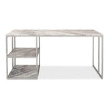 Open Desk With Shelves Marble Top Home Office Desks LOOMLAN By Sarreid