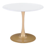 Opus Dining Table White & Gold Dining Tables LOOMLAN By Zuo Modern