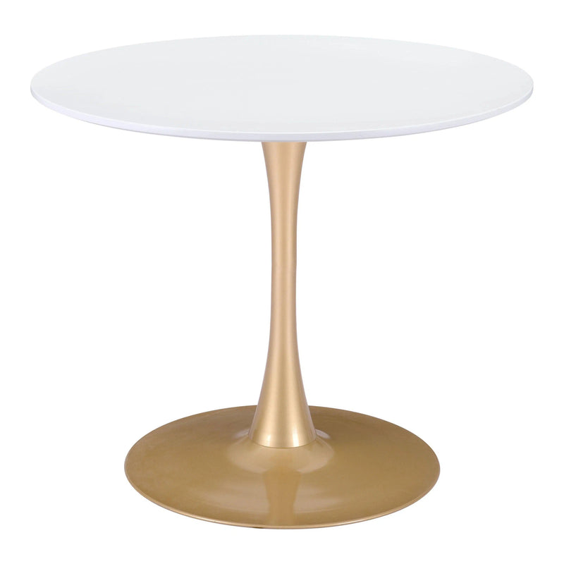 Opus Dining Table White & Gold Dining Tables LOOMLAN By Zuo Modern