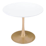 Opus Dining Table White & Gold Dining Tables LOOMLAN By Zuo Modern