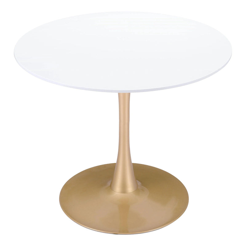 Opus Dining Table White & Gold Dining Tables LOOMLAN By Zuo Modern