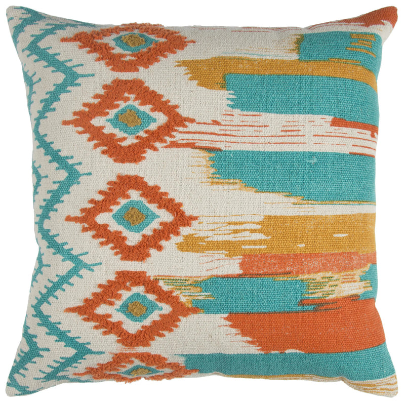 Orange Ira Brushstroke Boho Throw Pillow With Down Insert Throw Pillows LOOMLAN By LOOMLAN