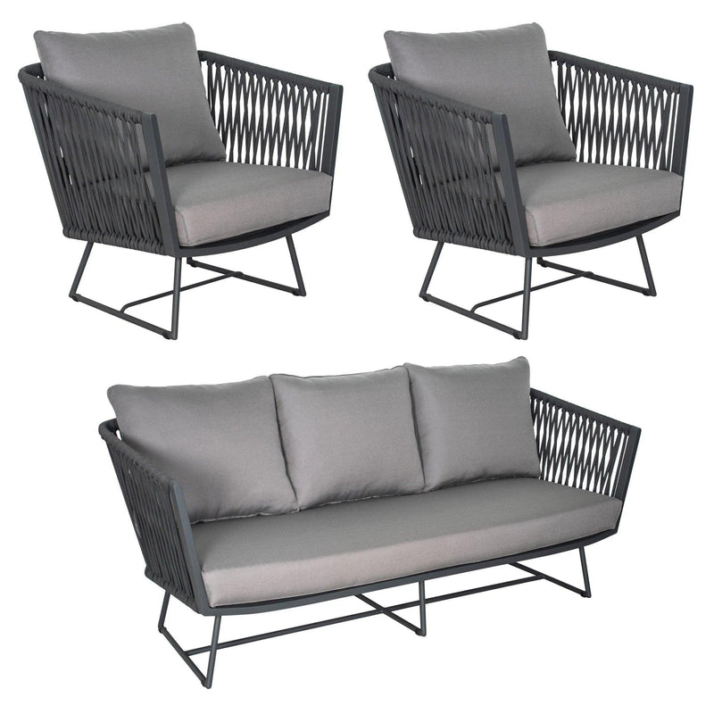 Orion 3 Piece Lounge Group - Dark Pebble Outdoor Outdoor Lounge Chairs LOOMLAN By Seasonal Living