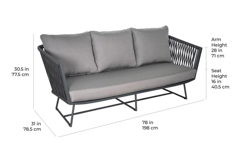 Orion 3 Piece Lounge Group - Dark Pebble Outdoor Outdoor Lounge Chairs LOOMLAN By Seasonal Living