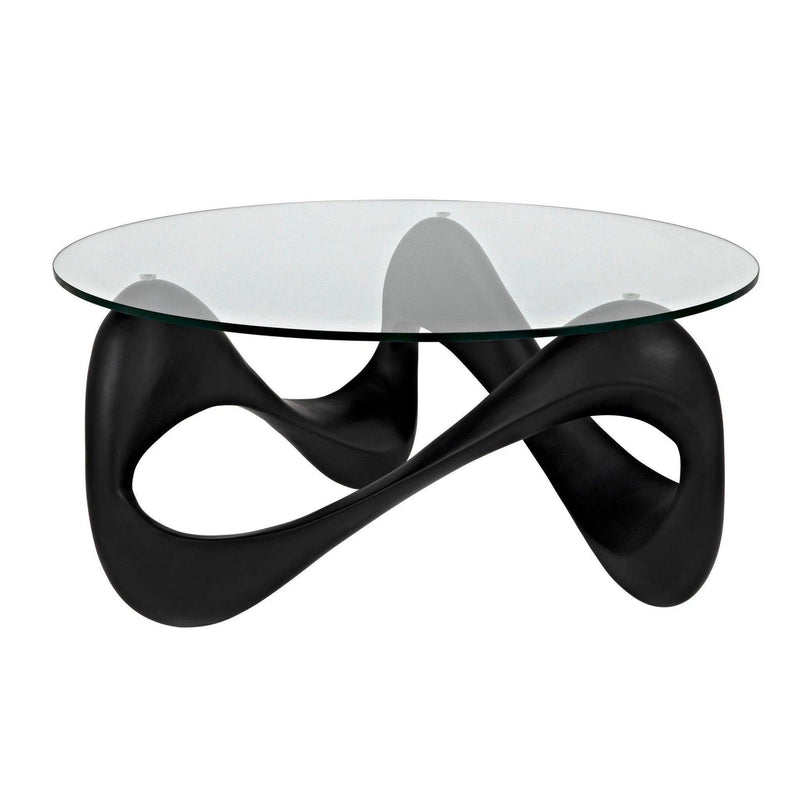 Orion Coffee Table, Black Resin Cement with Glass Coffee Tables LOOMLAN By Noir