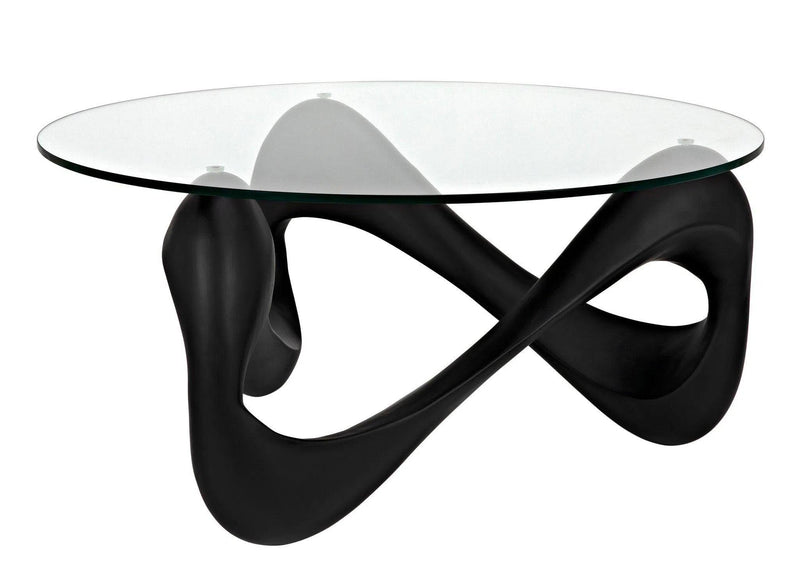 Orion Coffee Table, Black Resin Cement with Glass Coffee Tables LOOMLAN By Noir