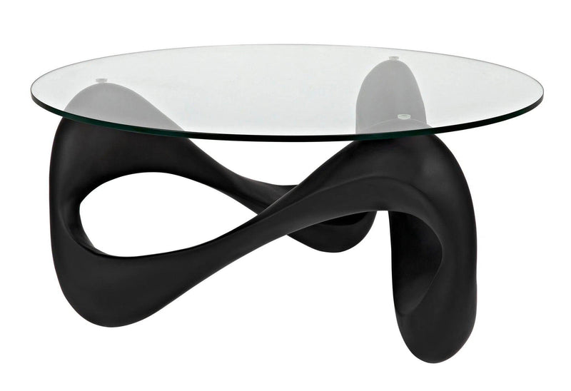 Orion Coffee Table, Black Resin Cement with Glass Coffee Tables LOOMLAN By Noir