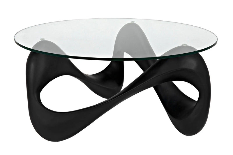 Orion Coffee Table, Black Resin Cement with Glass Coffee Tables LOOMLAN By Noir