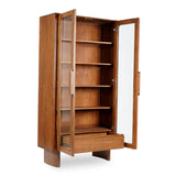 Orson Acacia Wood and Glass Brown Tall Cabinet Bookcases LOOMLAN By Moe's Home