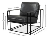 Oryan Black Leather Accent Chair Metal Frame Accent Chairs LOOMLAN By Sarreid