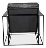 Oryan Black Leather Accent Chair Metal Frame Accent Chairs LOOMLAN By Sarreid