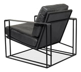 Oryan Black Leather Accent Chair Metal Frame Accent Chairs LOOMLAN By Sarreid