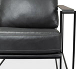 Oryan Black Leather Accent Chair Metal Frame Accent Chairs LOOMLAN By Sarreid