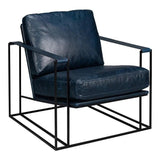 Oryan Leather and Iron Blue Armchair Club Chairs LOOMLAN By Sarreid