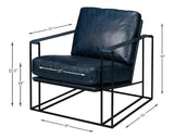 Oryan Leather and Iron Blue Armchair Club Chairs LOOMLAN By Sarreid