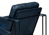 Oryan Leather and Iron Blue Armchair Club Chairs LOOMLAN By Sarreid