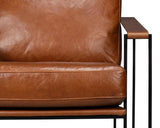 Oryan Leather and Iron Brown Armchair Club Chairs LOOMLAN By Sarreid