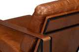 Oryan Leather and Iron Brown Armchair Club Chairs LOOMLAN By Sarreid